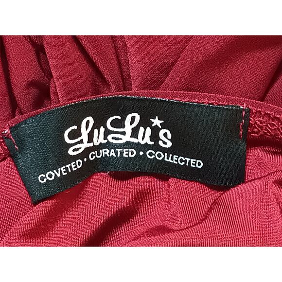 Lulus Deep V Ruched Mini Dress Red Size Small Stretchy - Picture 10 of 11